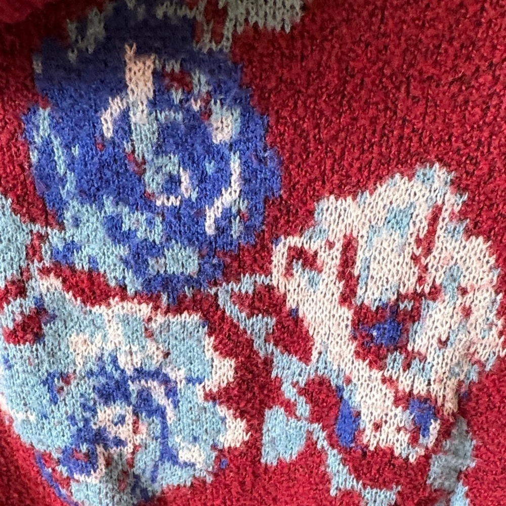 The Pioneer Woman Burgundy Floral Cowl Neck Sweater Small  A048 - Picture 3 of 9
